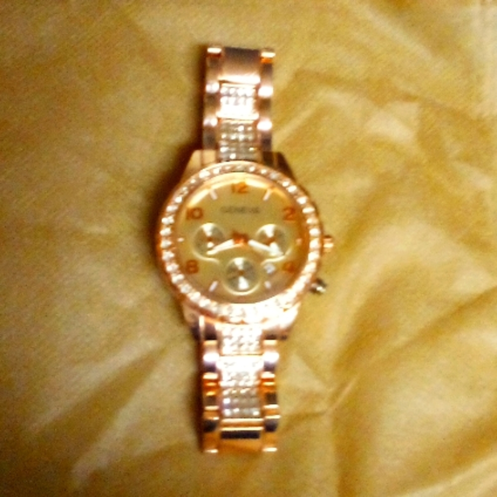 Oversized Rose Gold Geneva Watch with bling! ..OBO